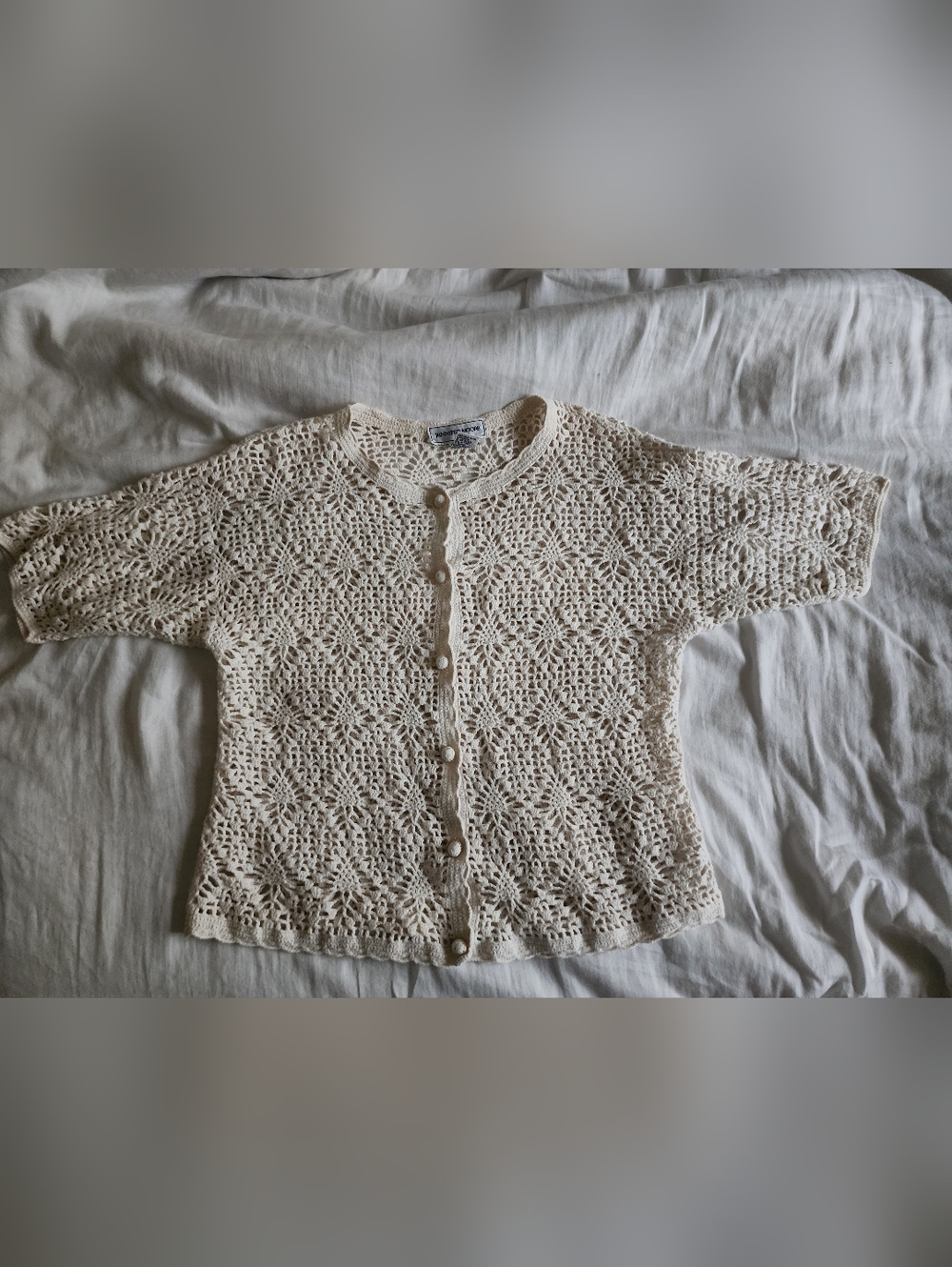 Jennifer Moore Ivory Crochet Knit Cardigan
